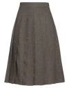 Le 17 Septembre Woman Midi Skirt Chocolate Brown Size 8 Wool, Polyester In Brown