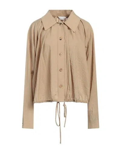 Le 17 Septembre Woman Shirt Camel Size 6 Rayon, Nylon In Brown