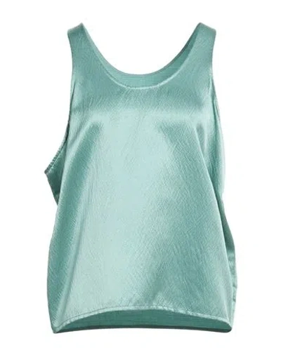 Le 17 Septembre Woman Tank Top Sage Green Size 4 Wool, Silk