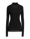 Le 17 Septembre Woman Turtleneck Black Size 6 Rayon, Nylon In Black