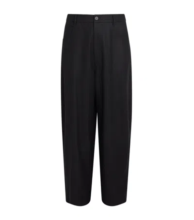 Le 17 Septembre Wool Barrel-leg Trousers In Black