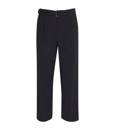 Le 17 Septembre Wool-blend Belted Tailored Trousers In Navy