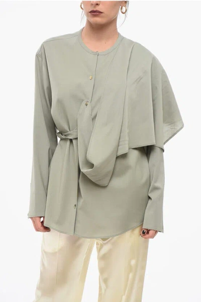 Le 17 Septembre Wool Blend Blouse With Removable Draping