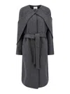 Le 17 Septembre Wool Coat With Maxi Removable Scarf In Gris