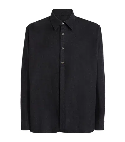 Le 17 Septembre Wool Half-placket Overshirt In Grey