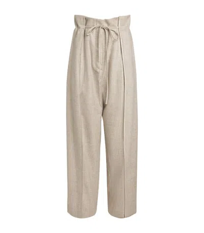 Le 17 Septembre Wool Pleated Wide-leg Trousers In Beige