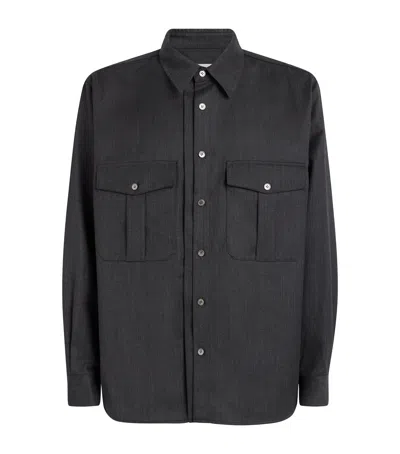 Le 17 Septembre Wool-blend Two-pocket Overshirt In Grey
