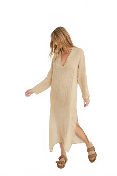 Le Bar Marche Maxine Caftan Tunic Dress In Camello In Beige