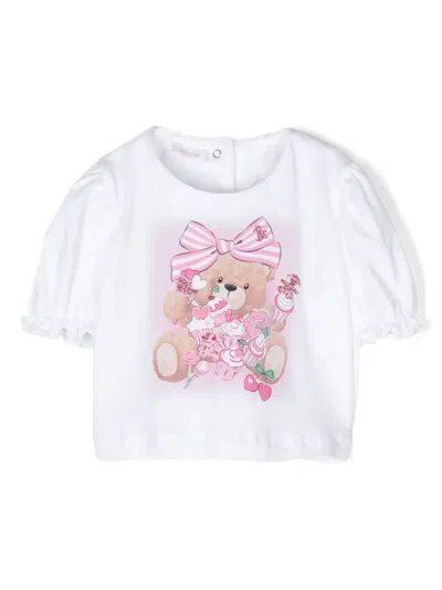 Le Bebé Enfant Babies' Bear-print T-shirt In White