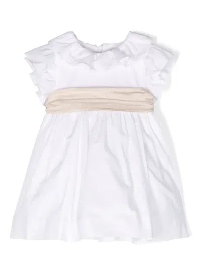 Le Bebé Enfant Babies' Bow-detail Cotton Dress In White