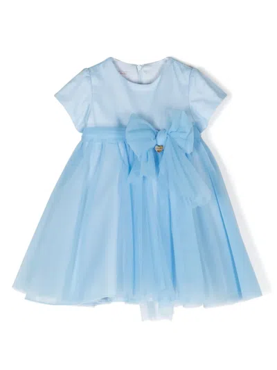 Le Bebé Enfant Babies' Bow-embellished Tulle Dress In 蓝色