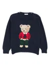 Le Bebé Enfant Crew-neck Bear-detail Sweater In Blue