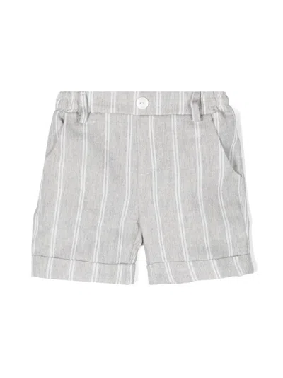 Le Bebé Enfant Babies' Elasticated-waist Striped Shorts In Grey
