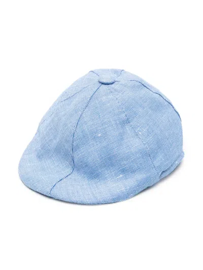 Le Bebé Enfant Babies' Flat-peak Linen Blend Cap In 蓝色