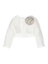 Le Bebé Enfant Floral-appliqué Cropped Jacket In White