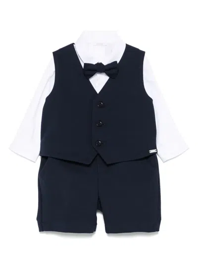 Le Bebé Enfant Babies' Logo-embroidered Shorts Set In Blue