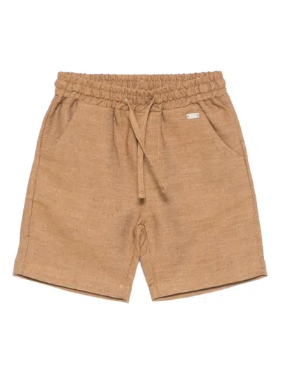 Le Bebé Enfant Babies' Logo-plaque Shorts In Brown