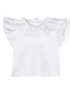 Le Bebé Enfant Ruffled Cotton Blouse In White