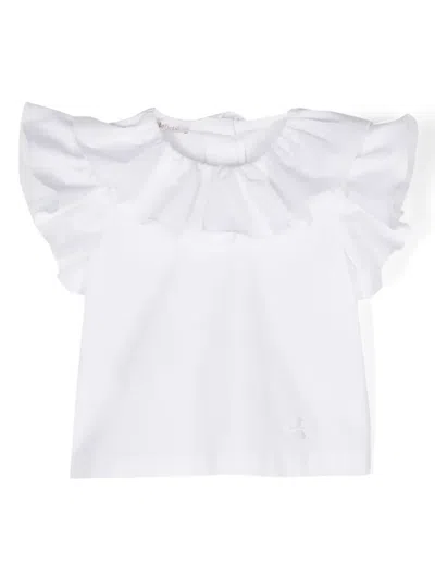 Le Bebé Enfant Babies' Ruffled Cotton Blouse In White