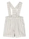 Le Bebé Enfant Striped Cotton Blend Dungarees In Grey