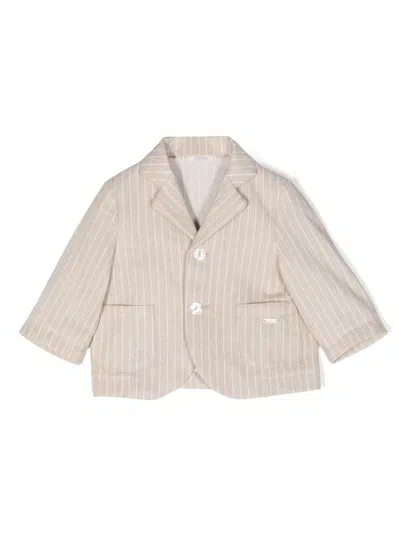 Le Bebé Enfant Babies' Striped Single-breasted Blazer In Neutrals