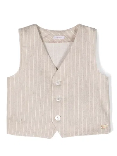 Le Bebé Enfant Babies' Striped Single-breasted Waistcoat In Neutrals