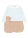 Le Bebé Enfant Teddy-appliqué Collared Romper In Blue