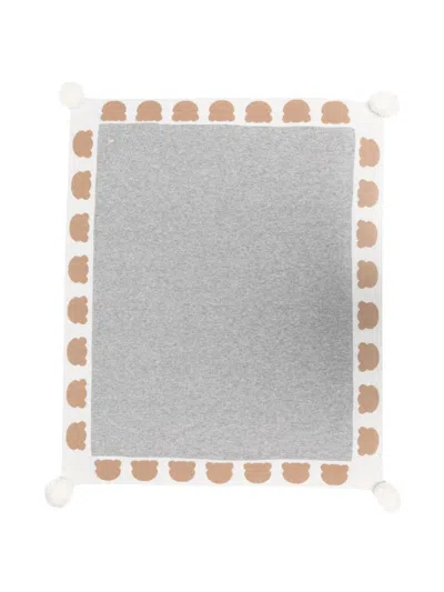 Le Bebé Enfant Teddy Bear-jacquard Blanket In Grey