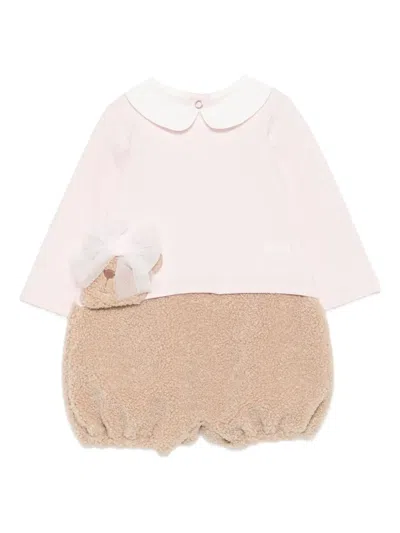 Le Bebé Enfant Babies' Teddy-detail Romper In Pink