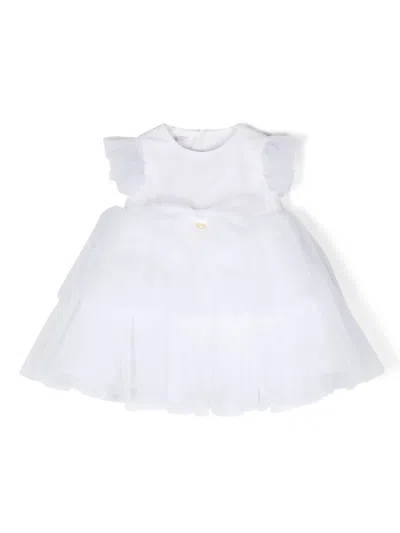 Le Bebé Enfant Babies' Tulle-overlay Tiered Dress In White