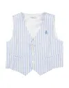 Le Bebé Newborn Boy Tailored Vest Sky Blue Size 3 Cotton In Sky Blue