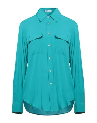 Le Bisbetiche By Camicettasnob Woman Shirt Turquoise Size 6 Viscose In Blue