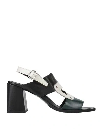 Le Bohémien Woman Sandals Dark Green Size 8 Leather