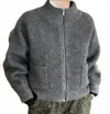Le Bon Shoppe Alpaca Zip Front Jacket In Charcoal In Black