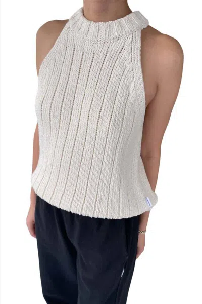 Le Bon Shoppe Claire Cotton Sweater Tank In Naturel In White