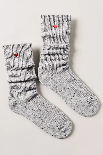 Le Bon Shoppe Embroidered Icon Snow Socks In Grey