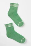 Le Bon Shoppe Girlfriend Stripe Cotton Blend Rib Quarter Socks In Green