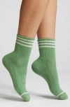 Le Bon Shoppe Girlfriend Stripe Cotton Blend Rib Quarter Socks In Sage