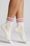 Le Bon Shoppe Girlfriend Stripe Cotton Blend Quarter Socks In Leche