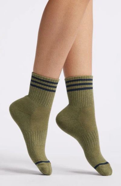 Le Bon Shoppe Girlfriend Stripe Cotton Blend Rib Quarter Socks In Green