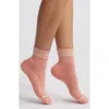 Le Bon Shoppe Girlfriend Stripe Quarter Socks In Pink