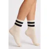 Le Bon Shoppe Her Varsity Cotton Blend Crew Socks In Cream Black