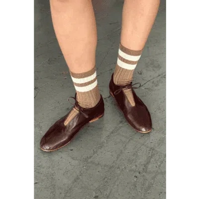 Le Bon Shoppe Her Varsity Toffee Socks In Brown