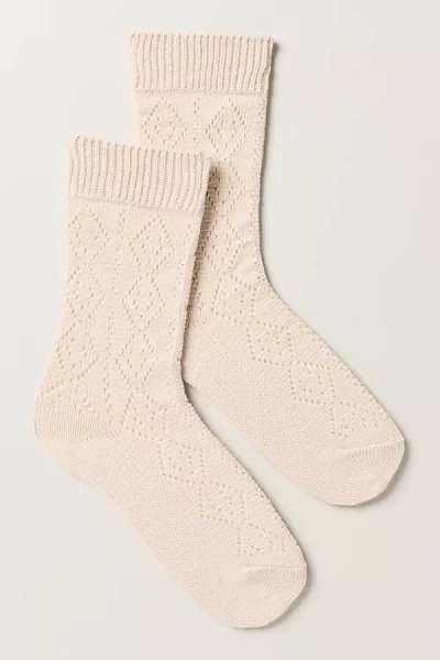 Le Bon Shoppe Modal Eyelet Socks In Neutral