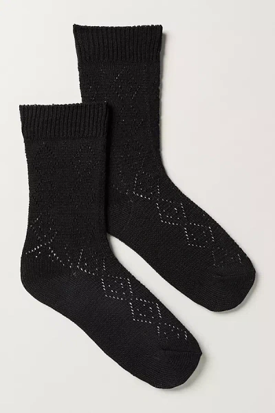 Le Bon Shoppe Modal Eyelet Socks In Black