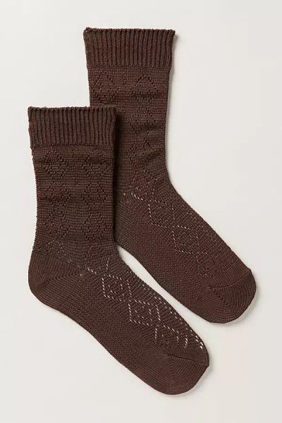 Le Bon Shoppe Modal Eyelet Socks In Brown