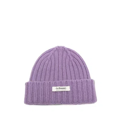 Le Bonnet Lbl-015 Ribbed Lambswool Beanie In Purple
