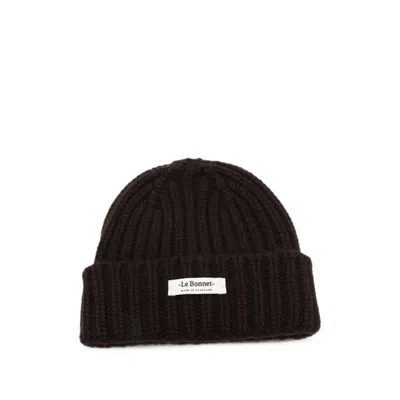 Le Bonnet Lbl-031 Ribbed Lambswool Beanie In Brown