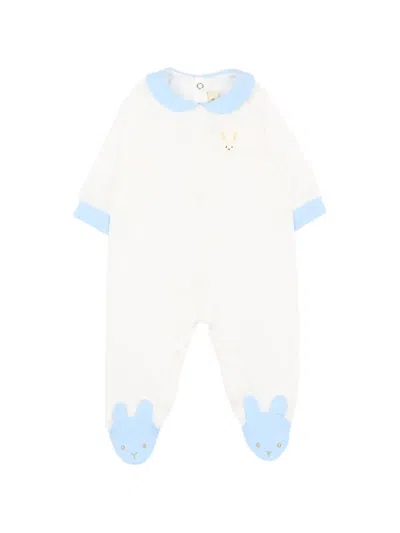Le Boo Beebè Embroidery Peter-pan-collar Babygrow In Neutral