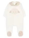 Le Boo Beebè Sheep Embroidered Babygrow In Neutral